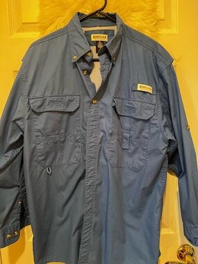Magellan Outdoors Men's Slate Blue Lightweight Fishing Shirt Jacket